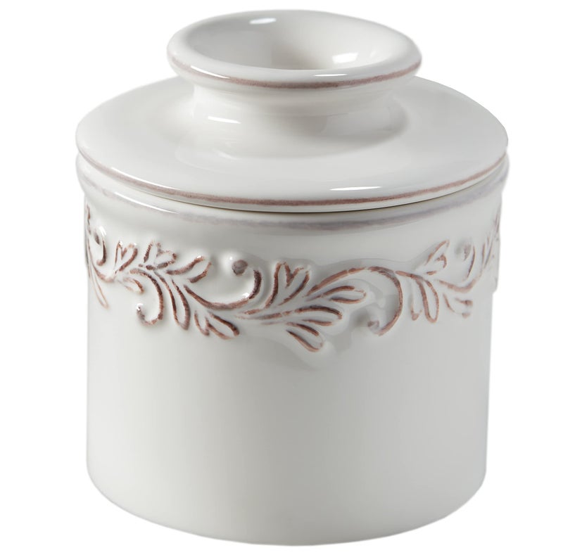 Butter Bell - The Original Butter Bell crock by L Tremain, a Countertop French Ceramic Butter Dish Keeper for Spreadable Butter, Antique Collection, White Linen - Image 1